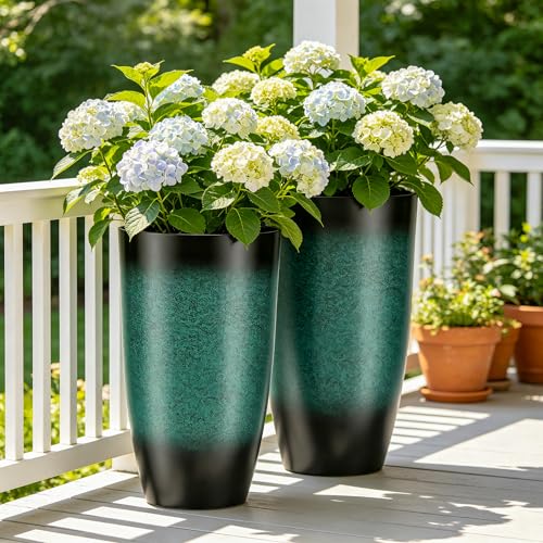 Autodaya 24" Tall Large Outdoor Planters for Plants Set of 2 (2 Count)