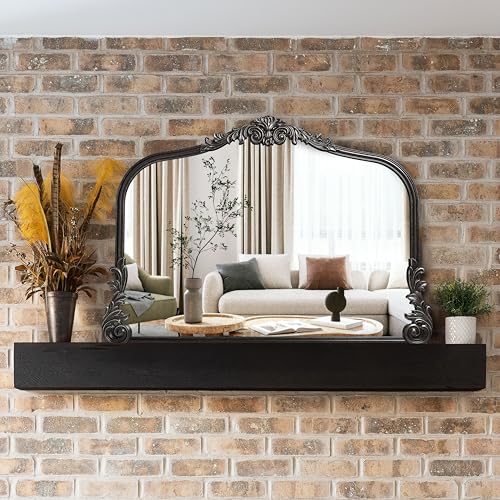 English Estate Carved Arch Wood Wall Mirror