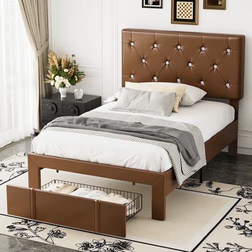 Twin Size Bed Frame with Storage Drawers