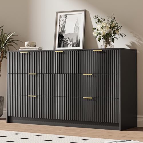 Black 7 Drawer Dresser for Bedroom