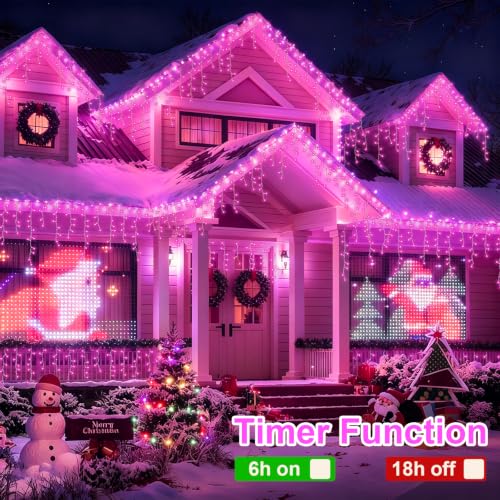 33ft 400 LED Pink Icicle Lights (33 Foot)