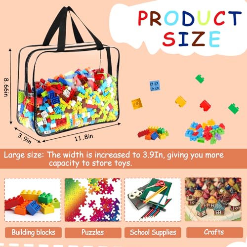 6 Packs Large Toy Storage Bags with Labels Reusable Clear Toy Organizer (6 Count)