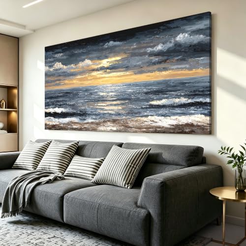 Canvas Oversized Wall Art Decor Modern Wall Art Pictures for Living Room Abstract Coastal Wall Art Prints Large Landscape Wall Art Decorations Abstract Canvas Art Wall Decor Home Office Decor 29"X58"