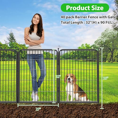 Decorative Black Metal Fencing Garden Fence with Gate (525 Sq Ft)