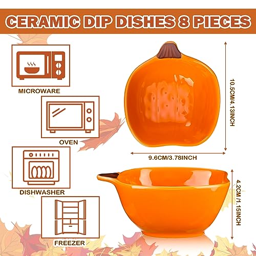 Fall Pumpkin Ramekins 6 oz Oven Safe Ceramic Bowls (8 Count)