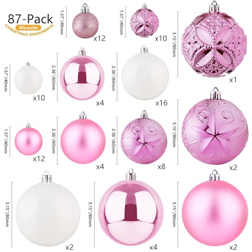 87 Pack Shatterproof Christmas Ball Ornaments Set (87 Count)