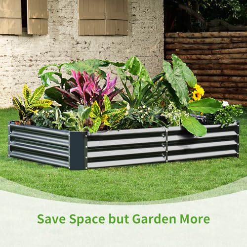 3 Pack 6×3×1ft Galvanized Metal Raised Garden Bed (3 Count)
