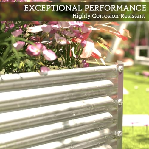2 Pack Tall 8x4FT Corrugated Galvanized Steel Raised Garden Bed Outdoor (2 Count)