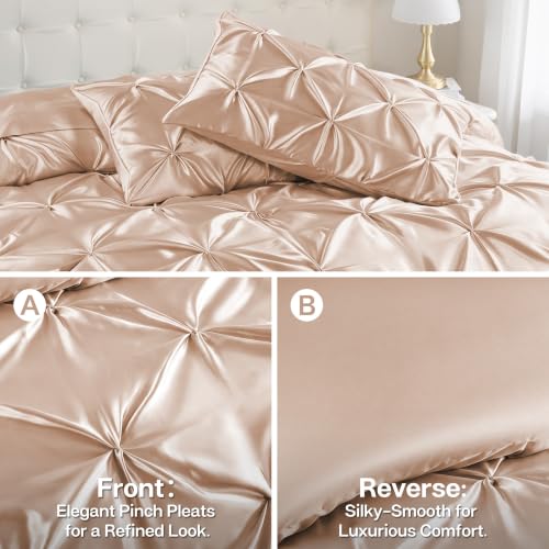 Satin Queen Comforter Set Champagne