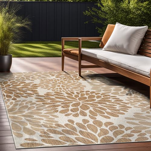 Outdoor Rug 6x9 Modern Exotic Tropical Leaf Area Rugs for Indoor and Outdoor Patio Deck Porch Garden Water Resistant Washable Outside Carpet