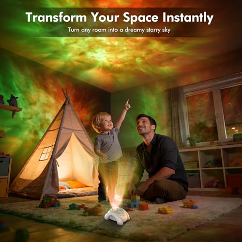 Dual Lens Galaxy Star Aurora Projector Night Light for Bedroom