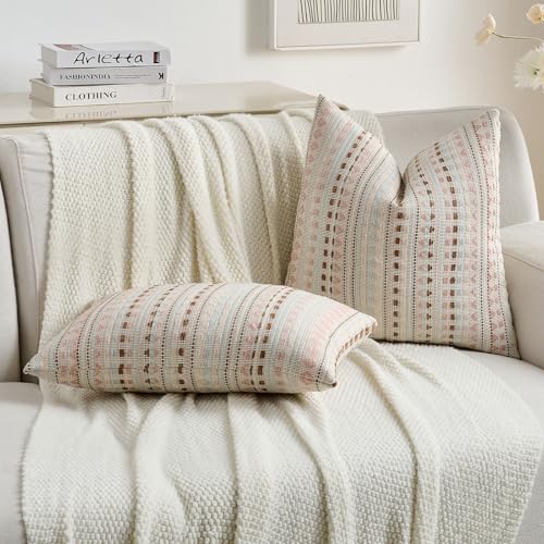 Pack of 2 Boho Throw Pillow Covers 20x20 Inch (2 Count)