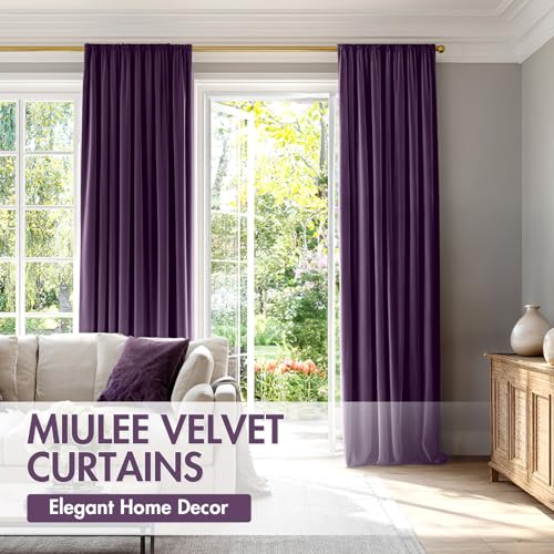 Purple Blackout Velvet Curtains Drapes 96 Inch Long 52"x96" Bedroom (2 Count)