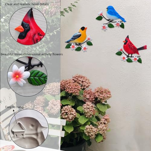 Metal Bird Wall Art Decor 3D Outdoor Sculpture Hanging Decor (3 Count)
