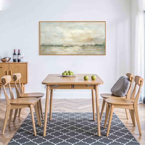 Large Abstract Green Gray Pastel Framed Canvas Wall Art