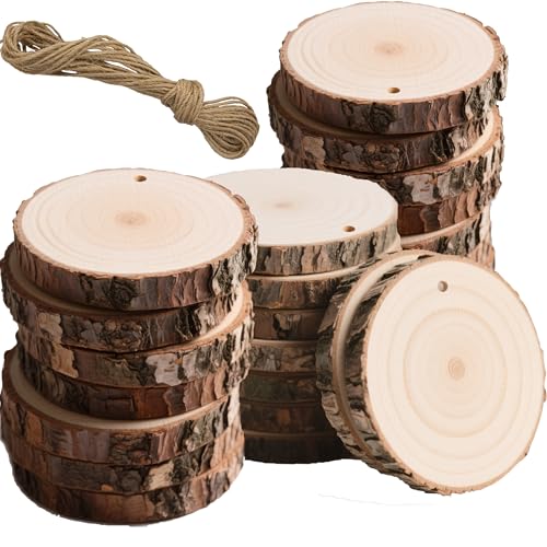 30PCS Pre Drilled Wood Slices with Holes (30 Count)