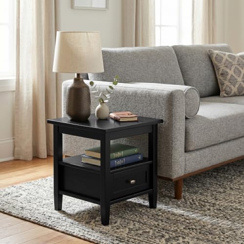 Warm Shaker 20" Wide Solid Wood Square End Table in Black