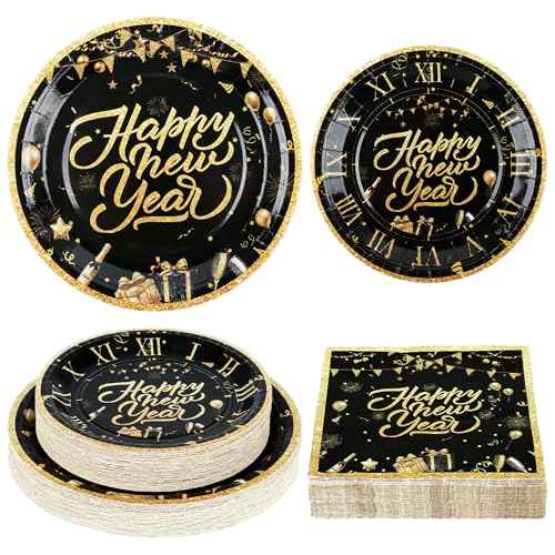 150Pcs New Years Eve Plates & Napkins (150 Count)