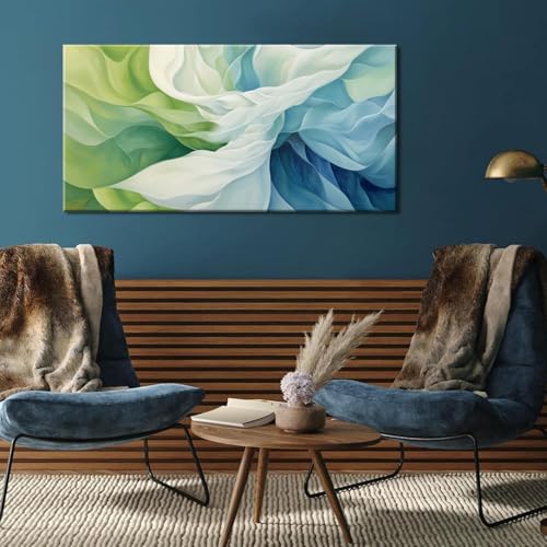 Abstract Lines Wall Art for Living Room Canvas Prints Aqua Turquoise Blue Green Artwork Paintings Decor Bedroom Office Girl Woman