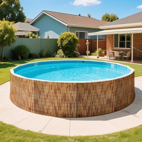 Reed Fencing Rolls Fencing 4ft High Roll Reed Screen for Balcony Patio Garden Backyard 4FT X 16.4FT Privacy Fence（Brown） (65.6 Sq Ft)