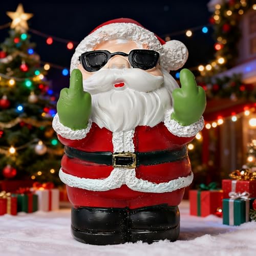 Christmas Santa Claus Finger Statue Christmas Party Santa Decor Mini Artificial Stone Santa Claus Figurine Sculpture Cute Cartoon Tabletop Ornaments for Xmas Funny Gifts