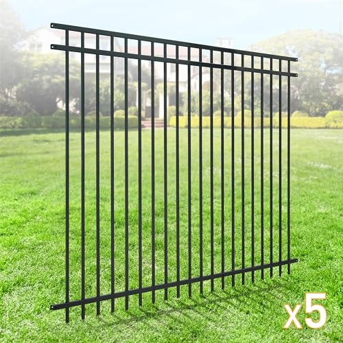 Pack of 5 Heavy Duty Flat Top Fence Barrier Panel (5 Count)