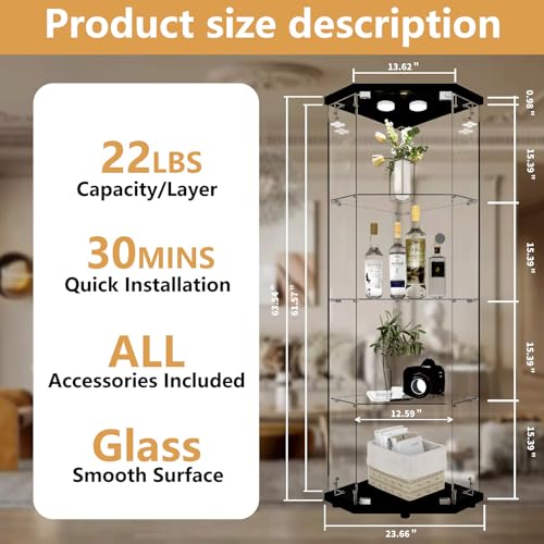 Corner Glass Display Cabinet with LED