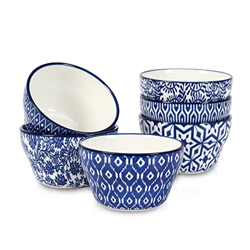 Ceramic 8oz Bouillon Cups 4 Inch Small Bowls (6 Count)