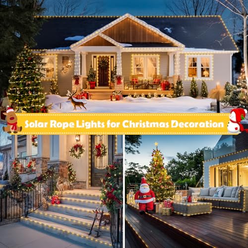 2 Pack 100 LED Solar Rope Lights (66 Foot)