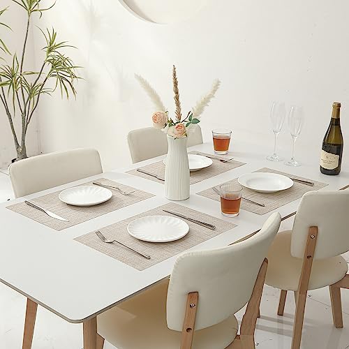 Woven Vinyl Beige Placemats Set of 16 (14 Count)