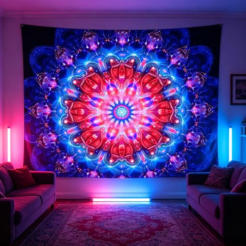 Blacklight Mandala Boho Tapestry
