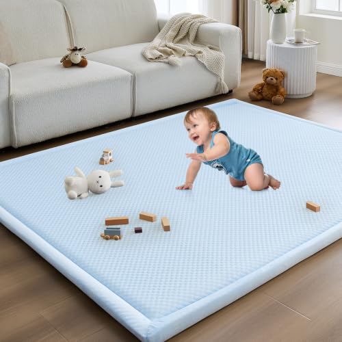 Baby Play Mat for Floor Nursery Rug Muscle Area Playroom Rug Elastic Foam 50x50 Playpenmat Elastic Foam 1.3" Thick Crawling Mat for Babies