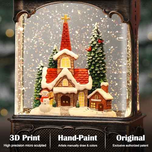 Church Snow Globe Christmas Decorations Gifts Snowman Cabin Cardinal Tree USB