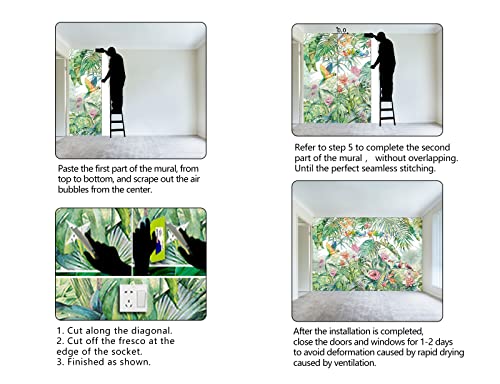 Tropical Green Botanical Flower Birds Leaf Wallpaper Bedroom Plant Floral Mural Room Decor Living Room tv Background Large Wall Mural
