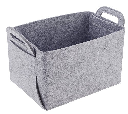 Storage Basket Felt Storage Bin Collapsible& Convenient Box Organizer with Carry Handles for Office Bedroom Closet Babies Nursery Toys Laundry