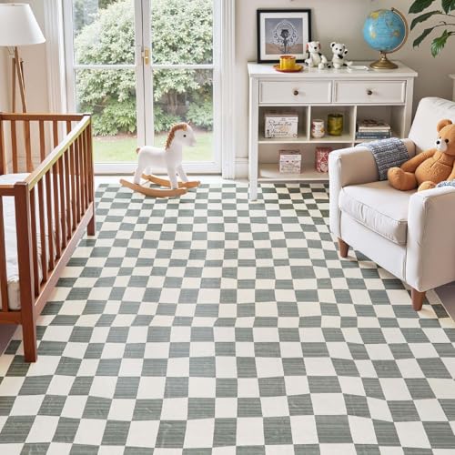6x9 Area Rug Washable Modern Checkered Rug for Kids Room (54 Sq Ft)