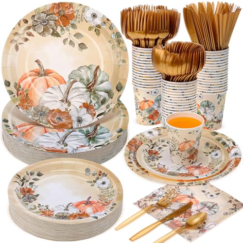 350Pcs Thanksgiving Disposable Tableware Paper Plate (350 Count)