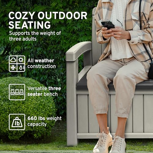 3 Seat Outdoor Storage Bench with Rain Cover