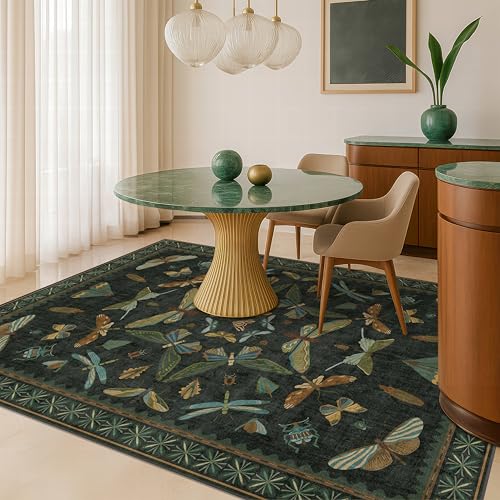 Dark Green Area Rugs 5x7 for Living Room (35 Sq Ft)