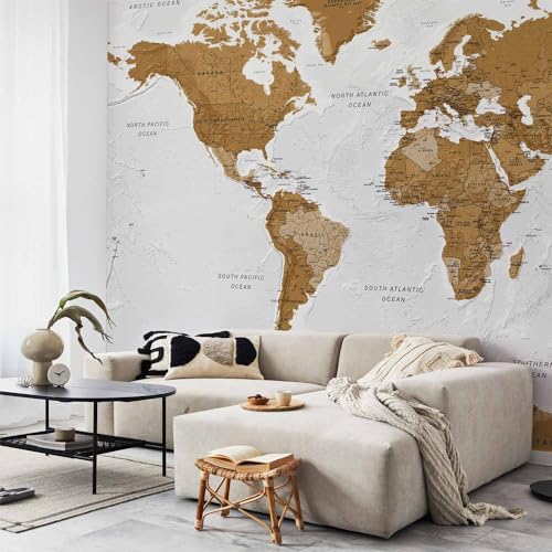 Wall Mural World Map 138x101 in (96.44 Sq Ft)