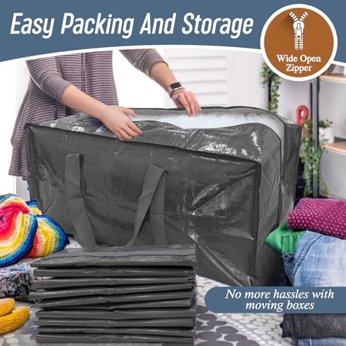 12 Pack Extra Heavy Duty Large Moving Bags with Strong Zipper (12 Count)