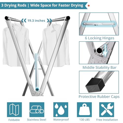 63 Inches Clothes Drying Rack