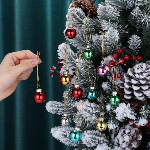 32 Pcs 1'' Mini Glass Christmas Ornament (32 Count)