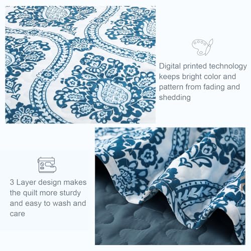 Reversible Boho Quilts Queen Size Blue