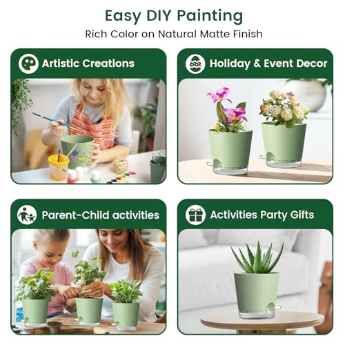 6 inch Self Watering Pots for Indoor Outdoor Plants (6 Count)