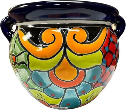 Talavera Michoacana Planter Pot Multicolor Folk Art Mexican Pottery Hand Painted Outdoor Indoor Home Decor Handmade 8"