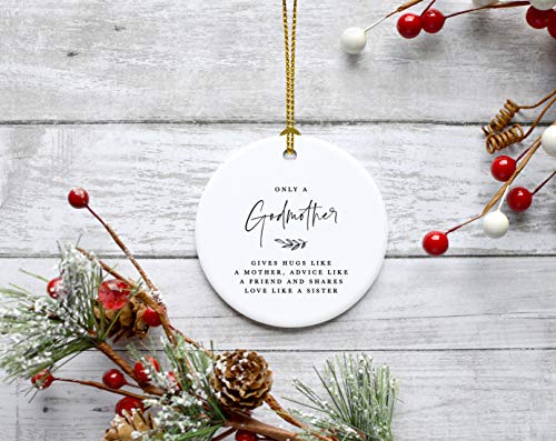 Round Ceramic Porcelain Christmas Ornament Collectible Godmother Gift