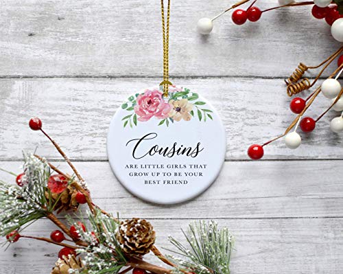 Round Ceramic Porcelain Christmas Tree Ornament Keepsake Gift for Cousins