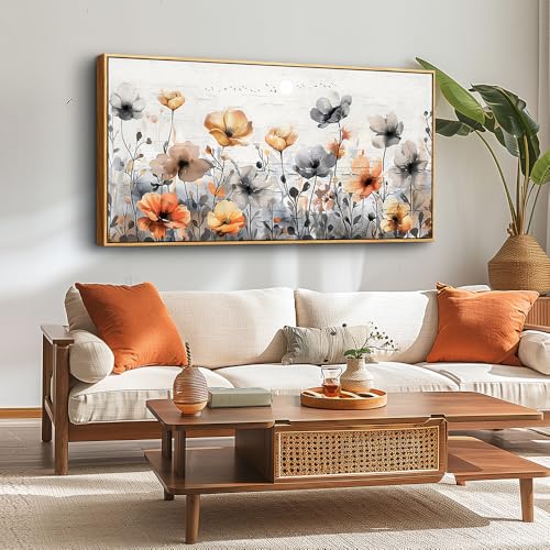 Wood Framed Canvas Wall Art For Living Room Large Wall Decor For Office Bedroom Decorations Flowers Landscape Pictures Farmhouse Paintings Artwork Aesthetic Mural Home Decor 30x60 In