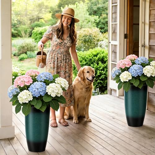 Autodaya 24" Tall Large Outdoor Planters for Plants Set of 2 (2 Count)